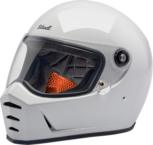Bill's Exhausts BILTwell Lane Splitter helmet in gloss white, XL size, showing the sleek motorcycle helmet design