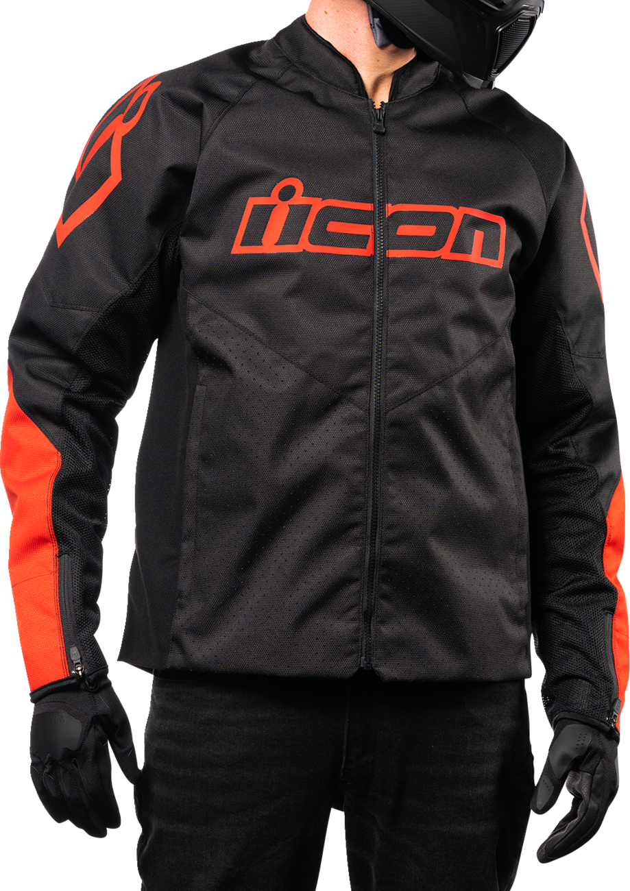 Bill's Exhausts ICON Hooligan™ CE Jacket Slayer XL, black jacket with Slayer graphic and protective features for motorcycle riding.