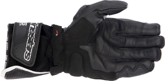 Alpinestars SP-8 V3 Air motorcycle gloves in black, white, and bright red, 2XL size, with breathable design and protective features.
