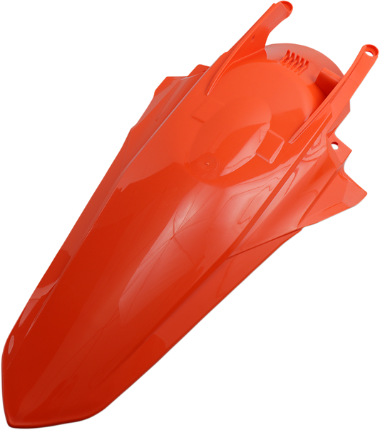 Orange Acerbis rear fender for motorcycle, body part with mounting points, designed for durability and style.