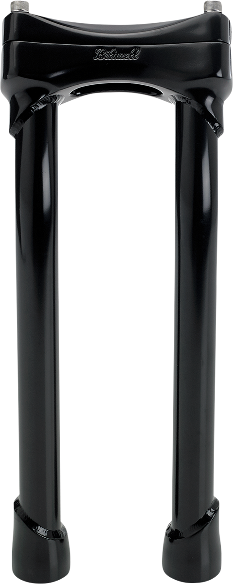 Black BILTWELL Murdock oversized handlebar risers with pullback, 12-inch height, designed for motorcycle handlebars.