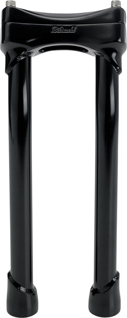 Black BILTWELL Murdock oversized handlebar risers with pullback, 12-inch height, designed for motorcycle handlebars.