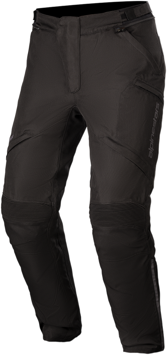 Black Alpinestars Gravity Drystar® motorcycle pants in 2XL, featuring protective armor and durable textile construction.