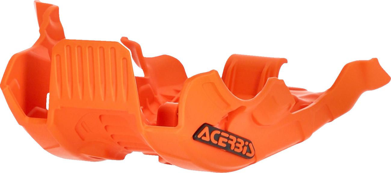 Orange ACERBIS large skid plate for Gas Gas, KTM, and Husqvarna motorcycles, durable body protection in a vibrant design.