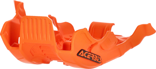 Orange ACERBIS large skid plate for Gas Gas, KTM, and Husqvarna motorcycles, durable body protection in a vibrant design.