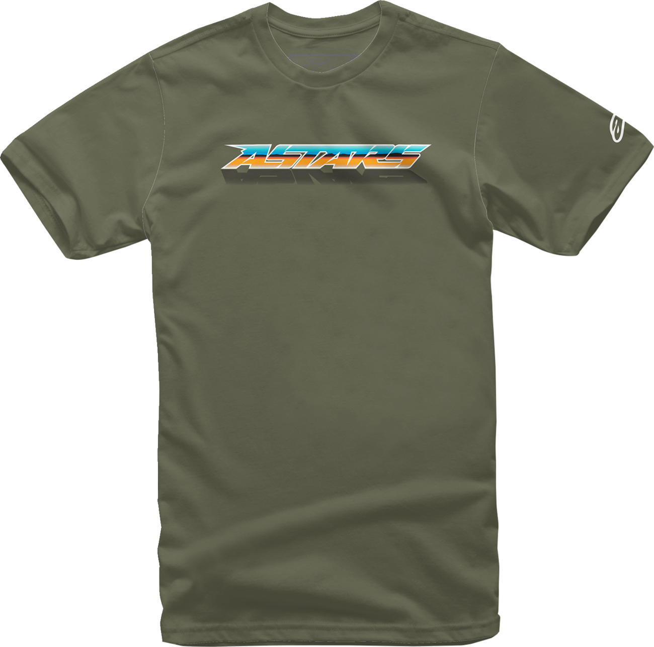 Alpinestars Chromium T-Shirt in military style, medium size, featuring a bold design, displayed on a plain background.