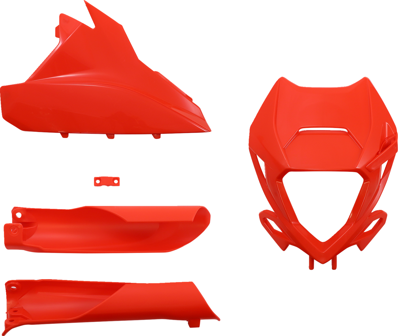 A red Acerbis OEM replacement body kit for motorcycles, designed for seamless fit and vibrant color, displayed on a plain background.