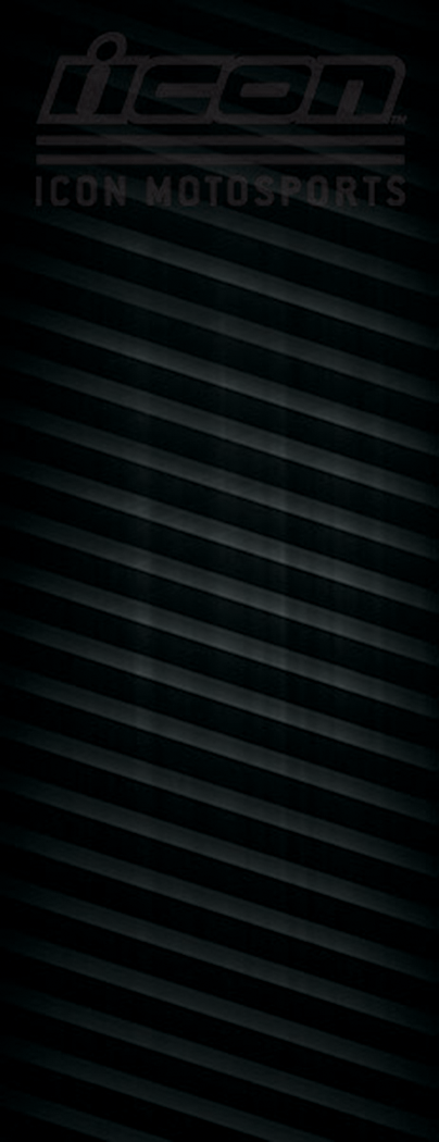 Black ICON display graphic for 2/4-way display racks by Bill's Exhausts, shown on a clean, professional display setup.