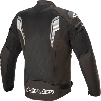 Alpinestars T-GP Plus R Air motorcycle jacket in black, gray, and white, 3XL, with armor and ventilation details.
