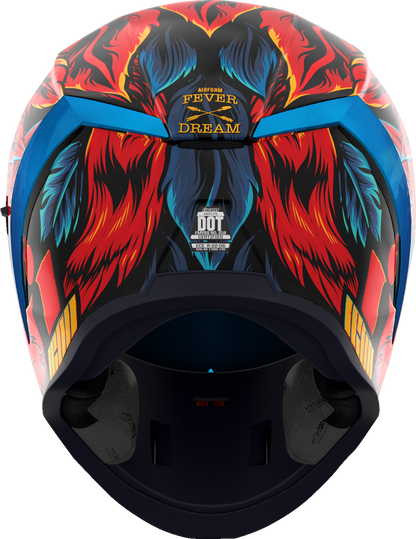 Bill's Exhausts ICON Airform™ Helmet Fever Dream blue 3XL, showcasing the aerodynamic helmet with bold design and ventilation features.