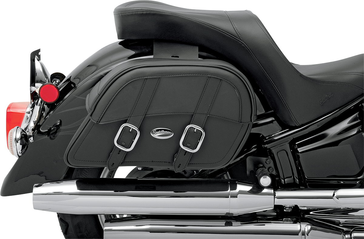Bill's Exhausts SADDLEMEN Drifter Slant Saddlebags - Jumbo 3501-0320 seat with slant design for motorcycles, black leather finish