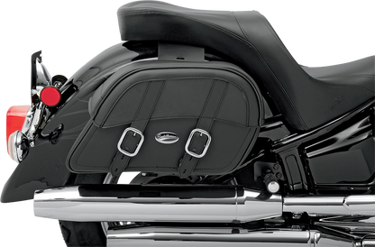 Bill's Exhausts SADDLEMEN Drifter Slant Saddlebags - Jumbo 3501-0320 seat with slant design for motorcycles, black leather finish