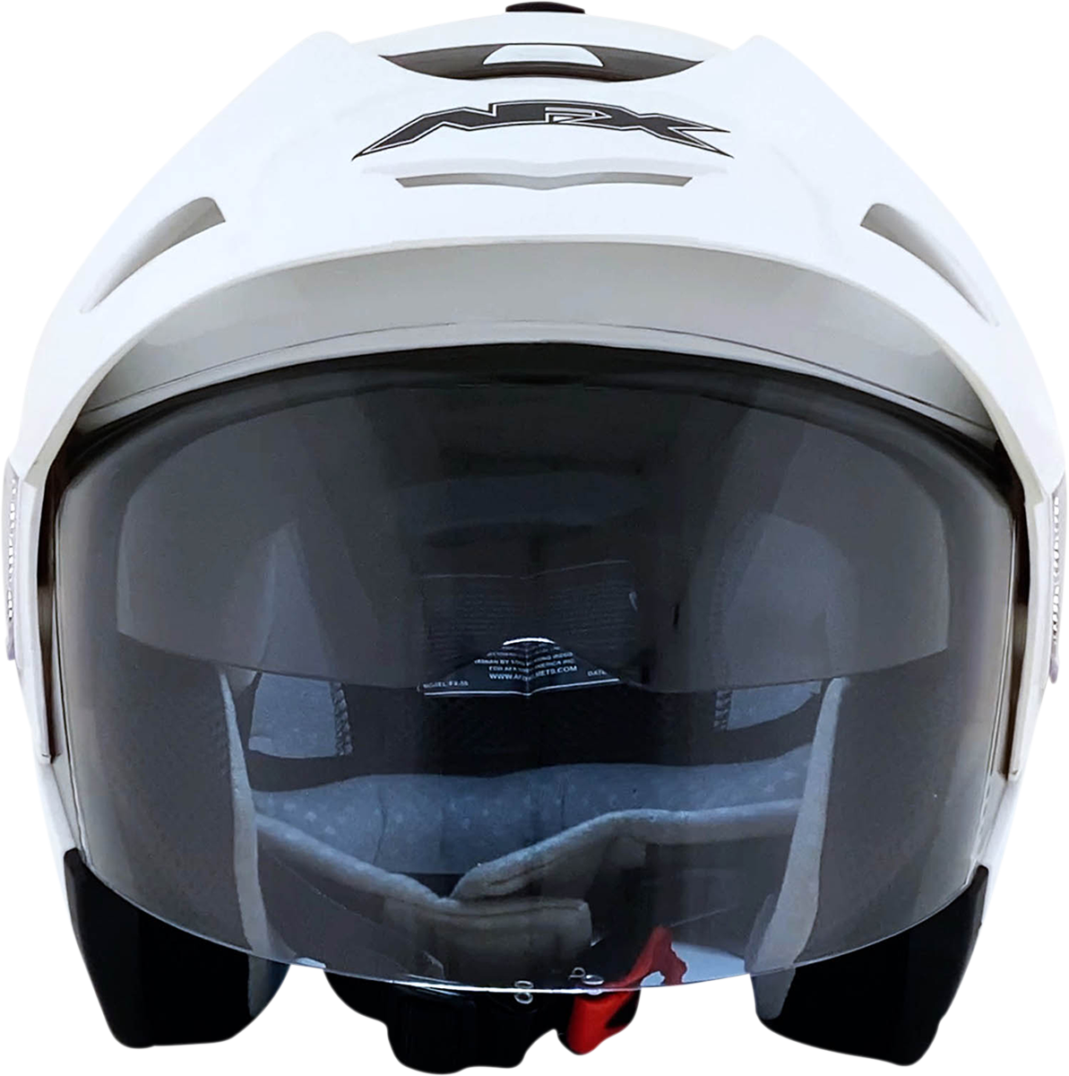 Pearl white AFX FX-50 motorcycle helmet in small size, featuring a sleek design and clear visor for safety.