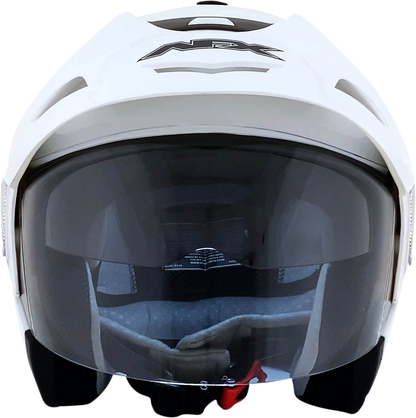 Bill's Exhausts AFX FX-50 helmet in pearl white, medium size, with a sleek aerodynamic design and clear visor.