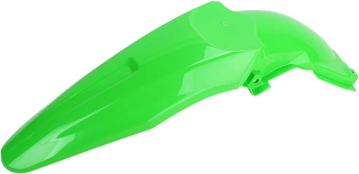 A green Acerbis rear fender for motorcycle, designed for durable body protection, with mounting points visible on the product.
