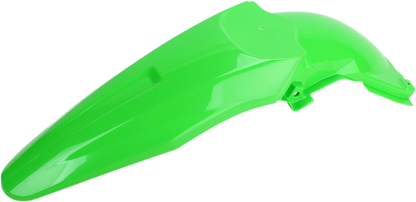 A green Acerbis rear fender for motorcycle, designed for durable body protection, with mounting points visible on the product.