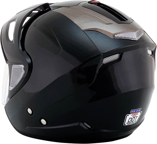 Gloss black AFX FX-50 motorcycle helmet in large size, featuring a sleek aerodynamic design and secure chin strap.