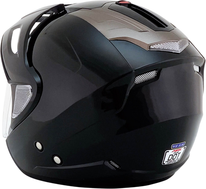 Gloss black AFX FX-50 motorcycle helmet in 2XL size, featuring a sleek design and durable construction.