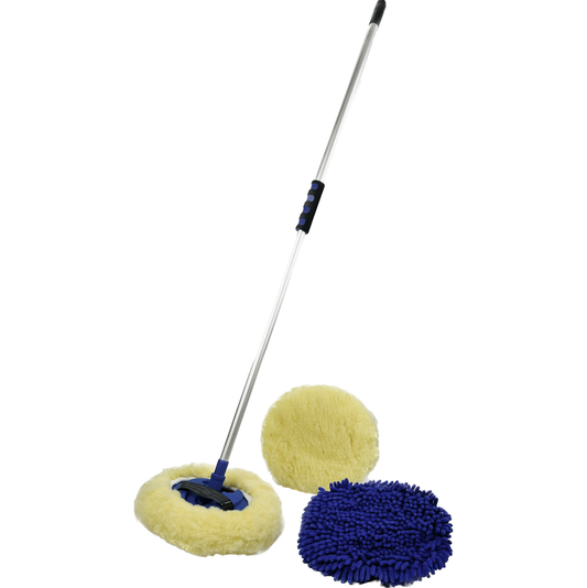 Magik Mop™ bike cleaning tool with blue handle and microfiber cleaning surface, designed for easy bike maintenance and cleaning.