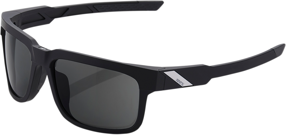 Black 100% Type-S sunglasses with smoke lenses from Bill's Exhausts, featuring sleek frame and tinted eye protection.