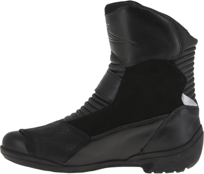 Alpinestars Stella Valencia waterproof black motorcycle boots with ankle support and rugged sole, US 8 / EU 39.