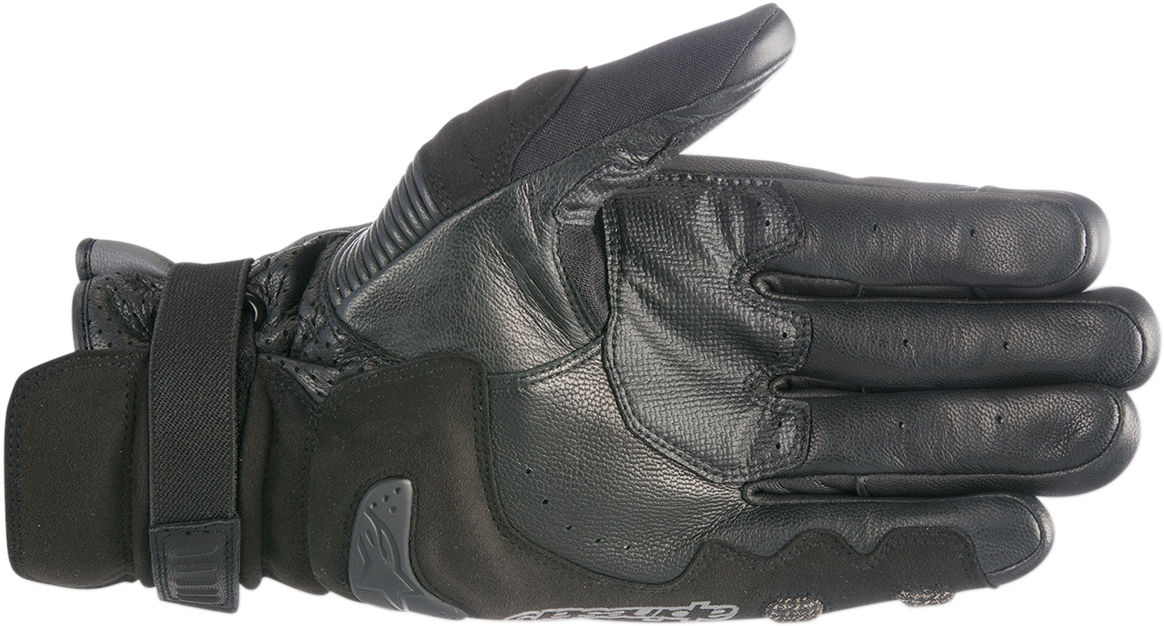 Alpinestars Belize Drystar® motorcycle gloves in black, anthracite, and red, XL size, showing protective design and textured hand area.