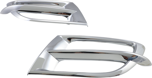 Chrome Show Chrome side fairing accents for engine by Bill's Exhausts, featuring polished chrome finish and detailed design.