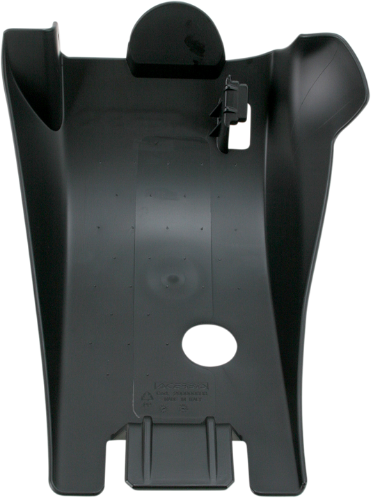 A black Acerbis skid plate for Honda CRF 250R/450R bikes, designed to protect the motorcycle's body and engine from debris.