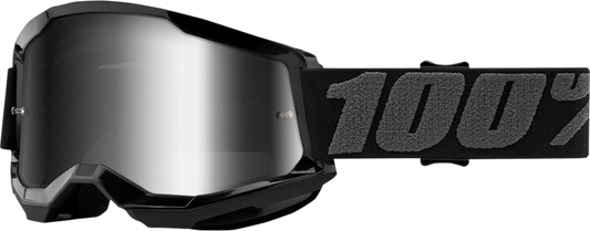 100% Strata 2 Goggles - Black - Silver Mirror 50028-00001 - Howling Moto