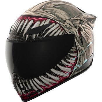Gray ICON Domain™ Helmet Grand Maw 2XL by Bill's Exhausts, front view showing helmet design and branding.