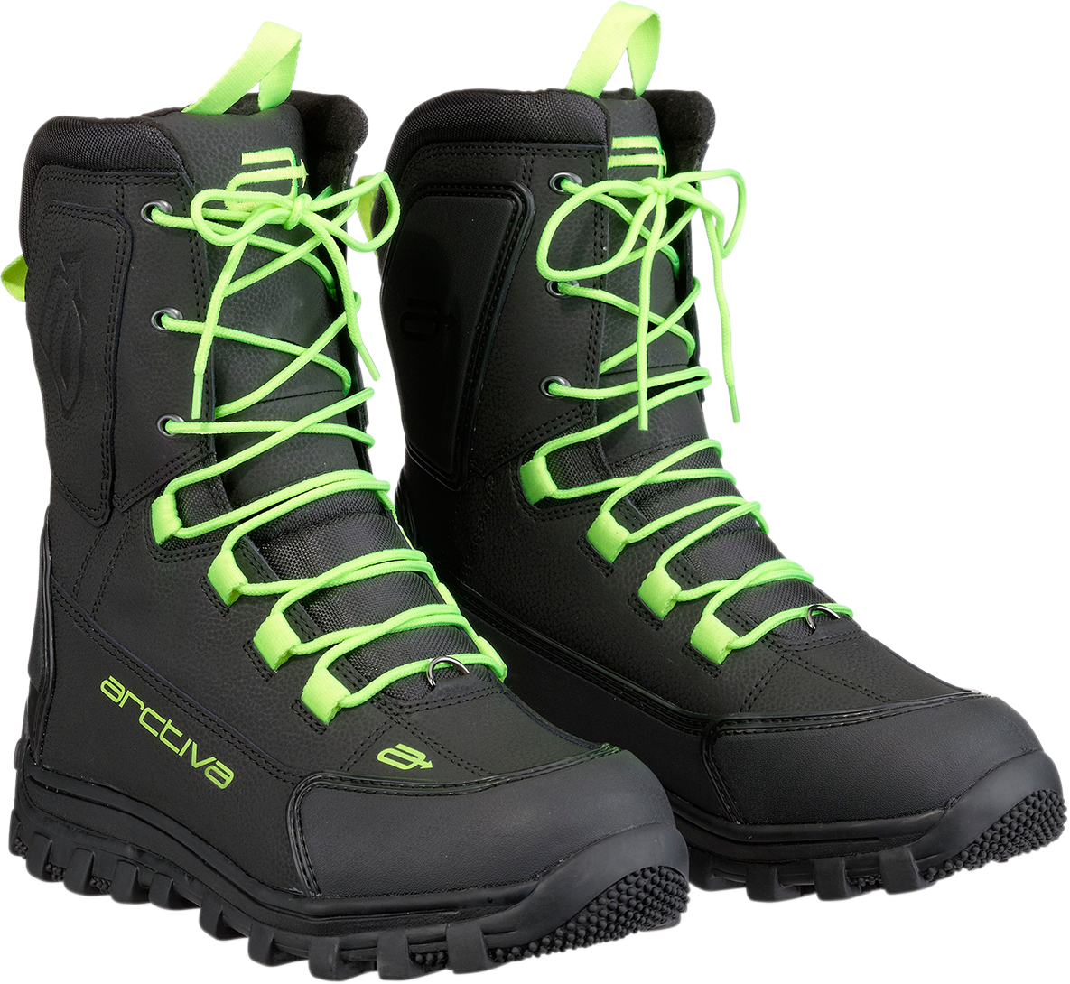 Black and Hi-Viz ARCTIVA Advance Boots by Bill's Exhausts, size 10, with sturdy design and reflective accents.