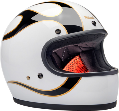 BILTWELL Gringo Helmet - Flames - White/Black - 2XL 1002-561-506 - Howling Moto