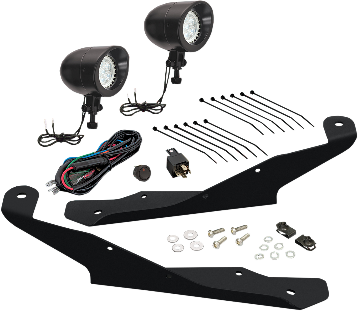 Bill's Exhausts SHOW CHROME Mini LED driving light installed on vehicle engine for enhanced visibility and modern style.
