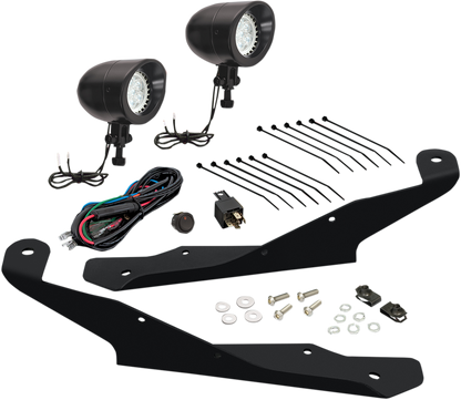 Bill's Exhausts SHOW CHROME Mini LED driving light installed on vehicle engine for enhanced visibility and modern style.