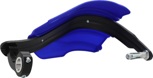 Acerbis Endurance X blue and white motorcycle handguards with body protection, designed for durability and rider safety.