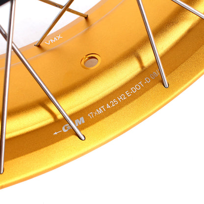 VMX-Racing 19in. 17in. Tubeless Wheels Fit For BMW F750GS 2019-2024 Gold GLM Rims - Howling Moto