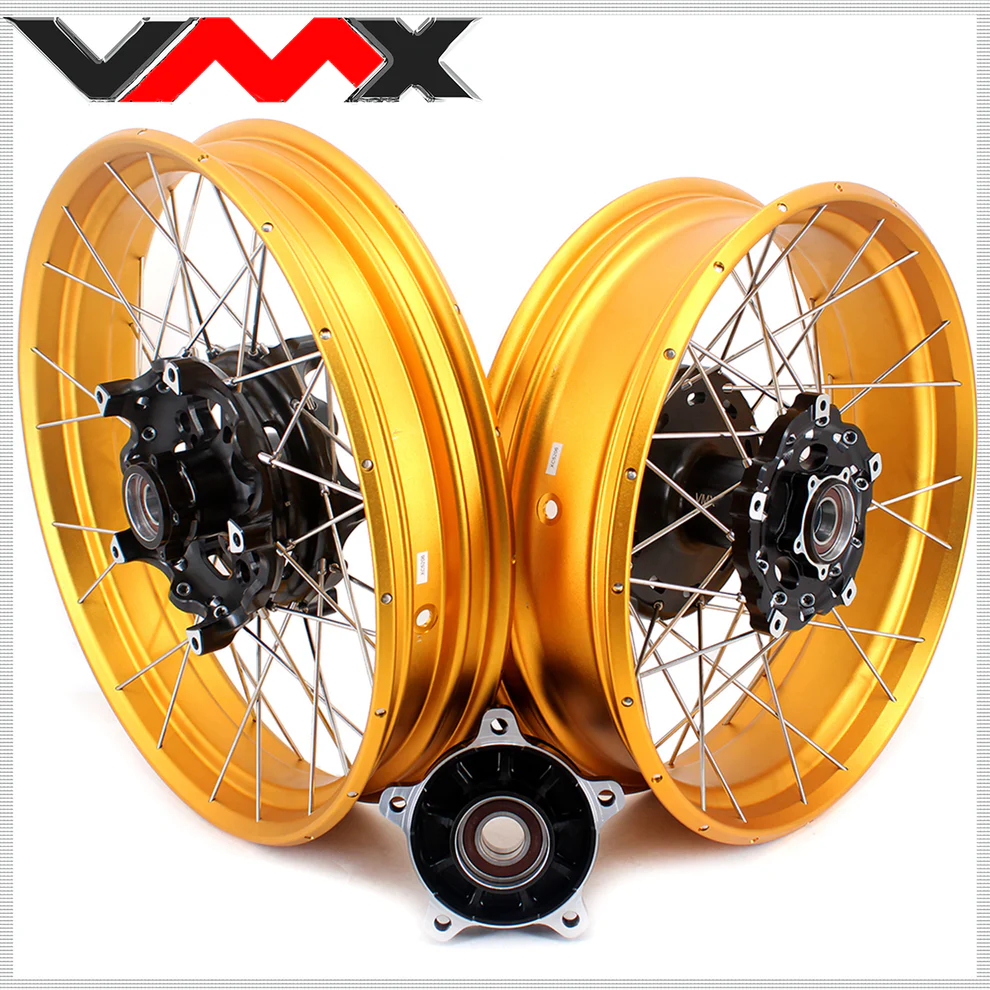 VMX-Racing 3.0*19inch & 4.25*17inch Tubeless Wheels Compatible with BMW F800GS 2024-2025 Gold Rims