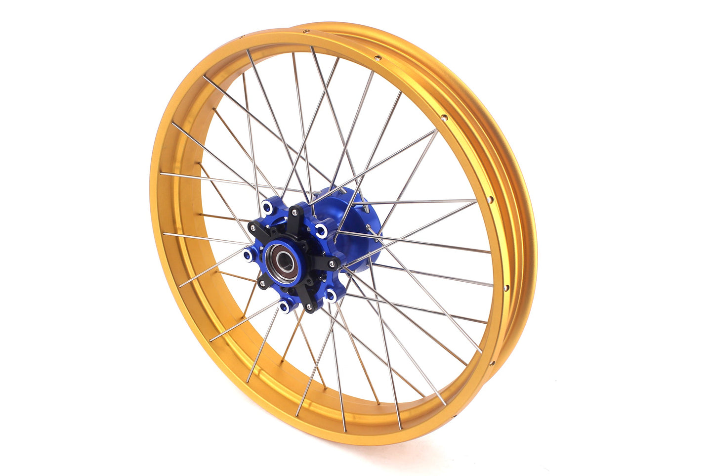 VMX 19inch 17inch CUSH Drive Spoked Tubeless Wheels Set For BMW G310GS 2016-2024 Blue Hub & Gold Rim - Howling Moto
