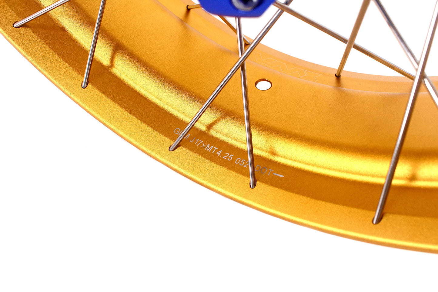 VMX 19inch 17inch CUSH Drive Spoked Tubeless Wheels Set For BMW G310GS 2016-2024 Blue Hub & Gold Rim - Howling Moto