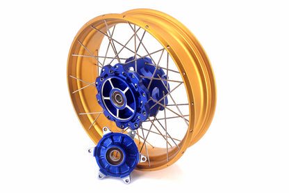 VMX 19inch 17inch CUSH Drive Spoked Tubeless Wheels Set For BMW G310GS 2016-2024 Blue Hub & Gold Rim - Howling Moto