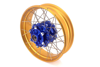 VMX 19inch 17inch CUSH Drive Spoked Tubeless Wheels Set For BMW G310GS 2016-2024 Blue Hub & Gold Rim - Howling Moto