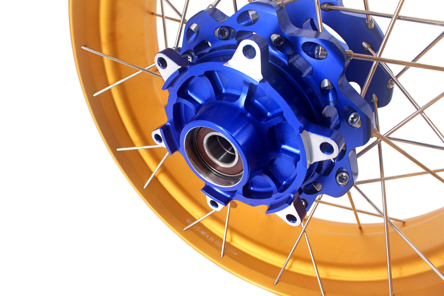 VMX 19inch 17inch CUSH Drive Spoked Tubeless Wheels Set For BMW G310GS 2016-2024 Blue Hub & Gold Rim - Howling Moto