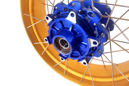 VMX 19inch 17inch CUSH Drive Spoked Tubeless Wheels Set For BMW G310GS 2016-2024 Blue Hub & Gold Rim - Howling Moto