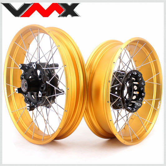 VMX 19" 17" Tubeless Wheels For BMW R1200GS R1200GS Adventure 2013-2020 Black Hub & Gold Rim - Howling Moto