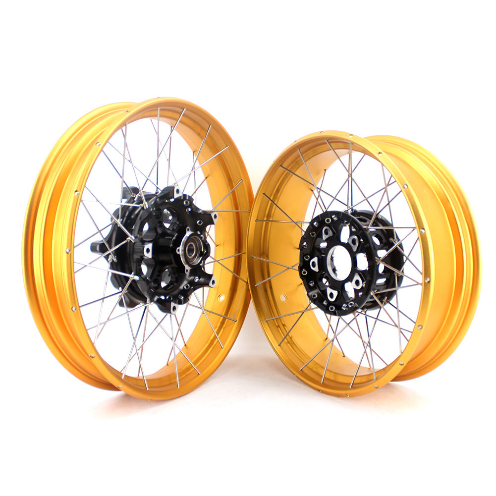 VMX 19" 17" Tubeless Wheels For BMW R1200GS R1200GS Adventure 2013-2020 Black Hub & Gold Rim - Howling Moto