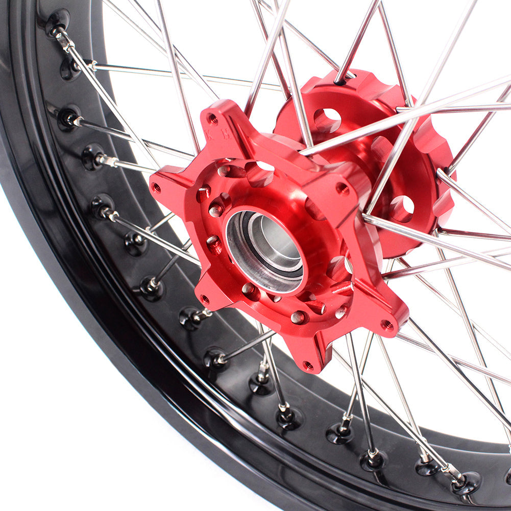 KKE 3.5 & 4.25 Supermoto Motard Wheels Rims for BETA RR 2013-2022 Red Hubs - Howling Moto