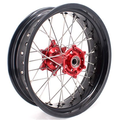 KKE 3.5 & 4.25 Supermoto Motard Wheels Rims for BETA RR 2013-2022 Red Hubs - Howling Moto