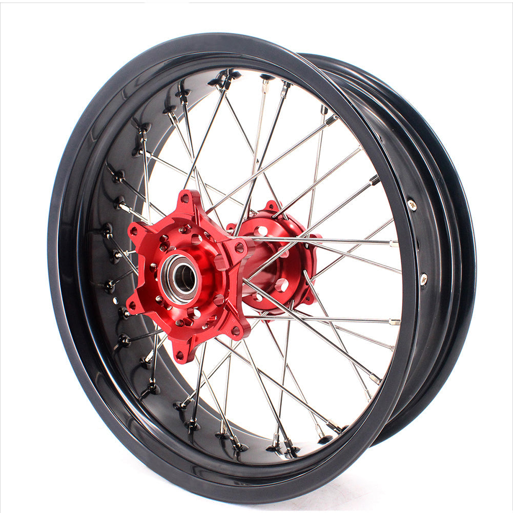KKE 3.5 & 4.25 Supermoto Motard Wheels Rims for BETA RR 2013-2022 Red Hubs - Howling Moto