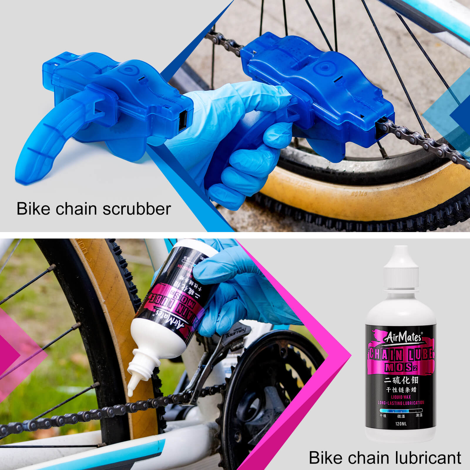 Hycline bicycle chain cleaning kit with chain scrubber and lubricant for thorough bike chain maintenance