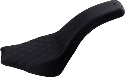 Black SADDLEMEN Profiler motorcycle seat with front lattice and smooth rear design, featuring a sleek, ergonomic shape.